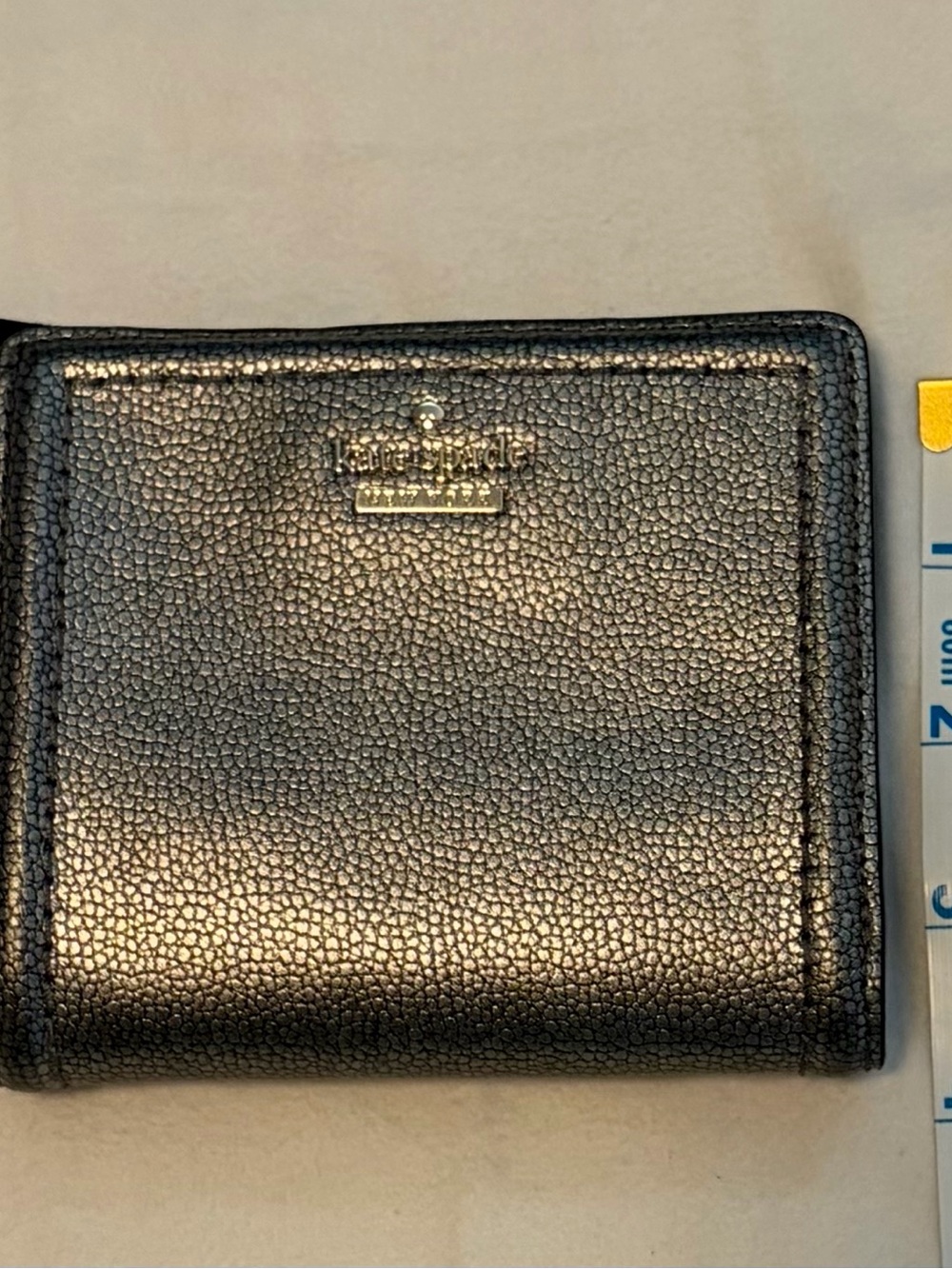 kate spade metallic gray pebbled leather zip wallet - Picture 4 of 15